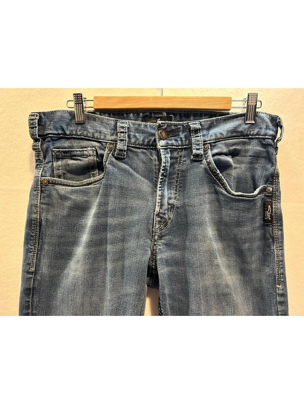 Silver Jeans Co. Distressed Straight Leg Denim Jeans Medium Wash Waist 34 in. - Picture 2 of 9